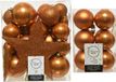 Decoris Kaemingk B.V. Kerstversiering kunststof kerstballen cognac bruin 5-6-8 cm pakket van 45x stuks - Met kunststof ster piek van 19 cm