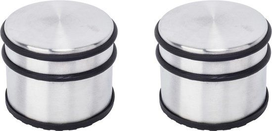 BRASQ Set van 2 Deurstoppers - RVS - 1,1 Kg - Binnen en Buiten - ⌀9 x 7,5 cm