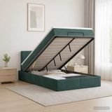 vidaXL Ottoman bed met matras Donkergroen 120 x 190 cm Fluweel