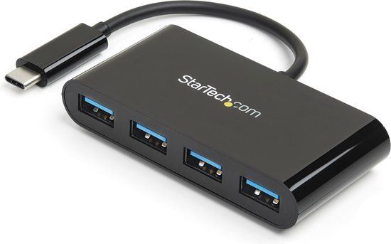 StarTech USB-C naar 4x USB-A 3.0 Hub - Zwart