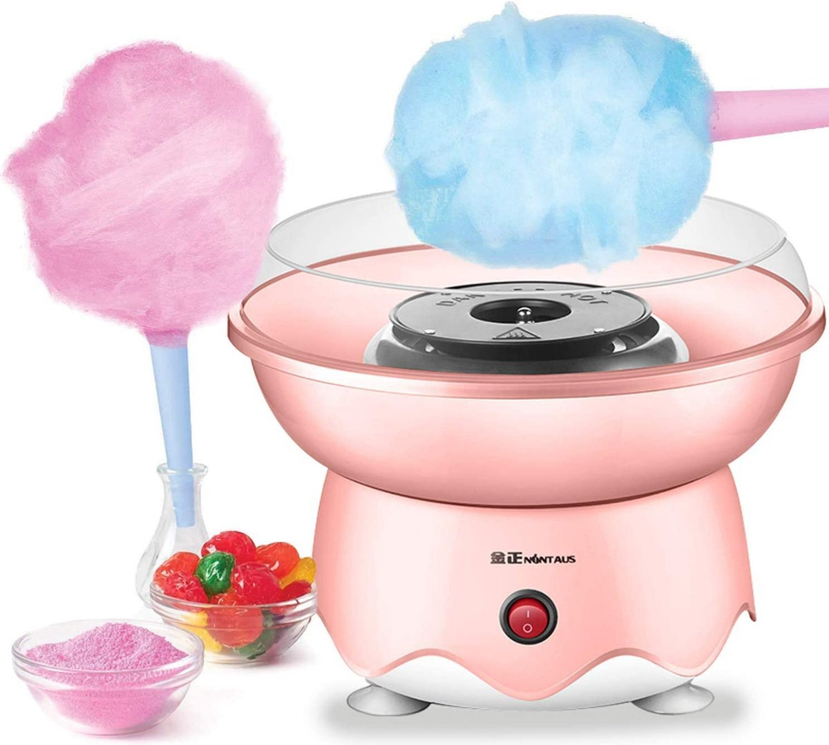 Xtabarya Draagbare suikerspinmachine voor kinderen Efficiënte verwarming Mini suikerspinmachine, Verjaardag Familiefeest, Kerstcadeau, pink