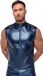 Nek OV-Großhandel Metallic Wetlook Mannen Shirt Mat Zwart Polyester/Polyurethaan M