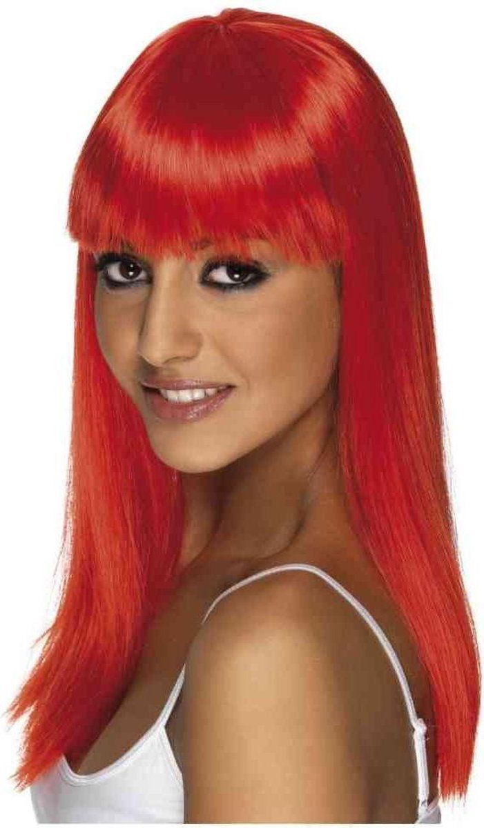 Smiffys Pruik Glamourama Neon Rood