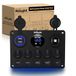 Nilight 90101E 5 Gang Multifunctionele 5-Gang Rocker Dual USB Charger + Digitale Volmeter +12V Outlet Voorbedraad Schakelpaneel met Stroomonderbrekers voor RV Auto Boot Truck Trailer, 2 Jaar Garantie