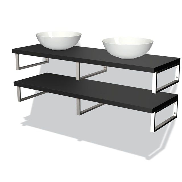 Maxaro Badkamermeubel Modulo Plato Mat Zwart 140 cm met 2 Wastafelbladen