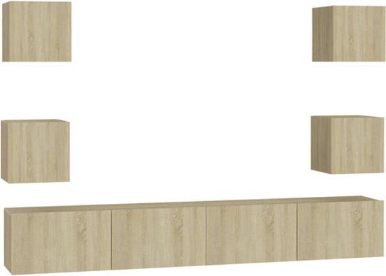 vidaXL 6-delige Tv-meubelset bewerkt hout sonoma eikenkleurig