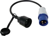 Perel Câble adaptateur - H07RN-F 3G1.5 - 0,4 m - 16 A - 3680 W - CEE vers type E - Caoutchouc - Bleu