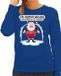 Bellatio Decorations Foute Kersttrui - sweater - kerstliedjes zijn weer om te janken - Hekel aan kerstliedjes - blauw - dames XL