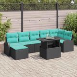 Prolenta Maison Exclusive Tuinset met 8 stukken, zwarte polyrotan loungeset