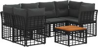 vidaXL Buiten bankenset 7 st Zwart en Donkergrijs poly rattan