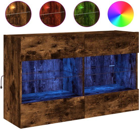 vidaXL Tv-wandmeubel met LED-verlichting 98,5x30x60,5 cm gerookt eiken