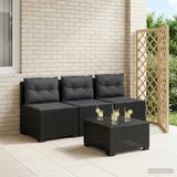 vidaXL 3-zits tuinbank met kussens in rattanlook PP Antraciet