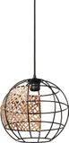 LEDVANCE Decor Cage Globe hanglamp, industriële stijl, zwart/bruin, behuizing van metaal en riet, E27 fitting, diameter 300 mm, eenvoudige montage, lamp niet inbegrepen