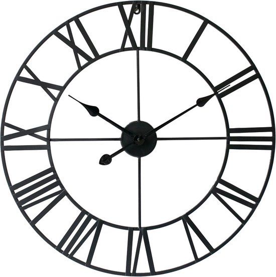 LW Collection Olivier Wandklok - 40cm - Zwart - Romeinse Cijfers - Stil Uurwerk
