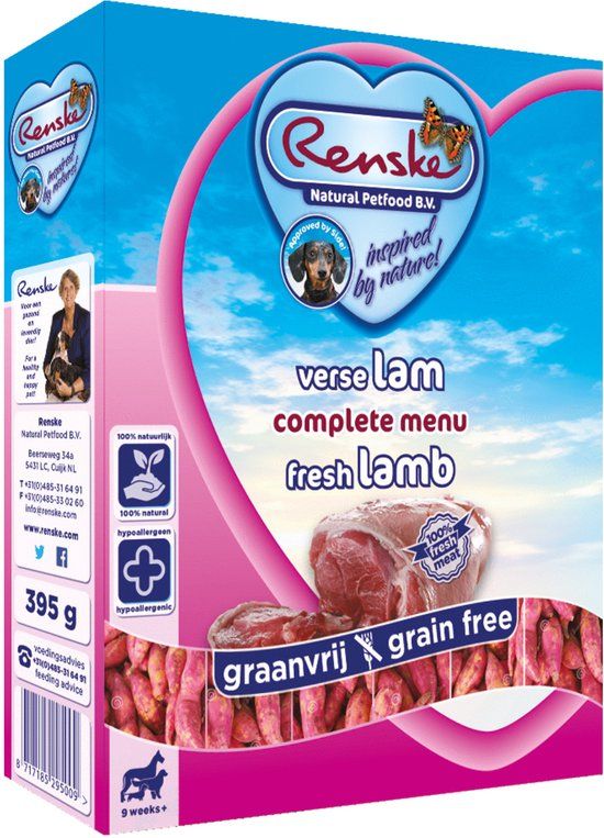 Renske Hond Vers Adult Graanvrij 395 g - Hondenvoer - Lam