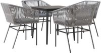vidaXL 5-delige tuinset met kussens, grijs, polyrotan, glas