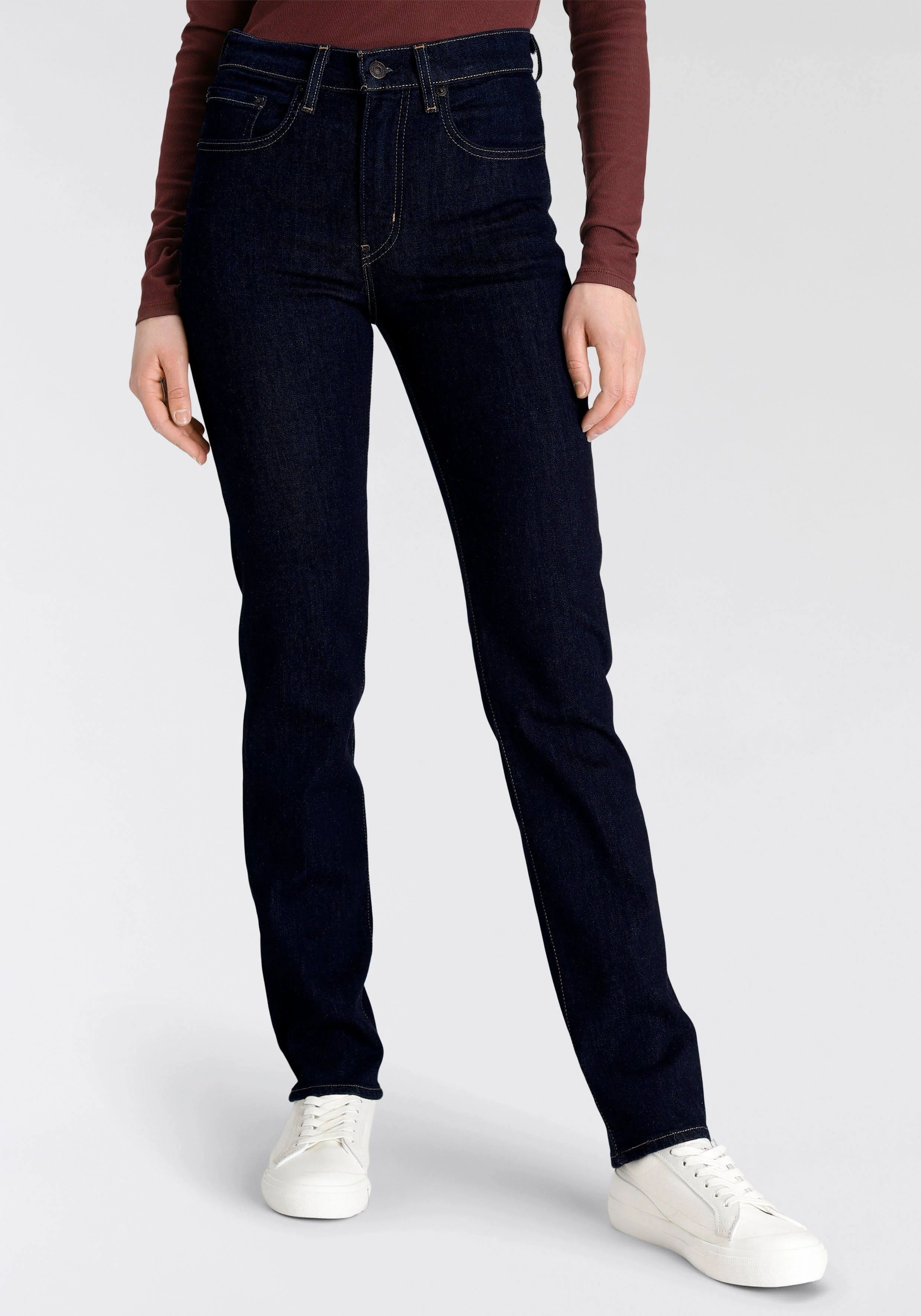 Levi's 724 High Waist Straight Fit Jeans - Dark Blue Denim