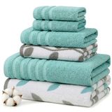 Pacific Coast Textiles Set van 6 gekleurde handdoeken van biologisch garen, aqua, 6 stuks