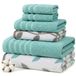 Pacific Coast Textiles Set van 6 gekleurde handdoeken van biologisch garen, aqua, 6 stuks