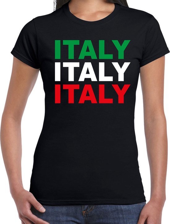 Bellatio Decorations Italy / Italie fan t-shirt zwart voor dames L