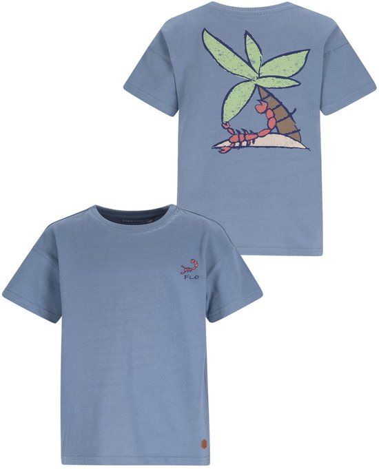 Like Flo Jongens T-shirt F602-6400 Maat 116 Biologisch Katoen Ronde Hals Korte Mouw Blue Stone