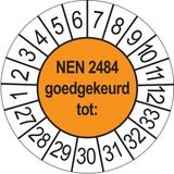 Merkloos / Sans marque Ricard Keuringsstickers NEN 2484 2027 | 50 stuks, Ø 35 mm | Oranje