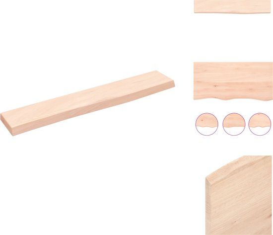 vidaXL Wandschap - 60x10x2 cm - onbehandeld - massief - eikenhout