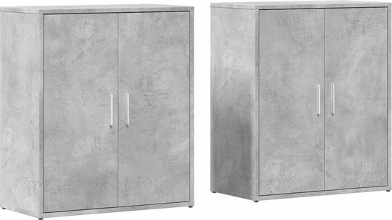 vidaXL Dressoirs 2 st 60x31x70 cm bewerkt hout betongrijs