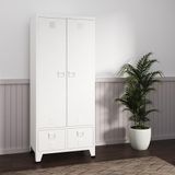 [en.casa] Metalen kast Hankasalmi met 2 lades 180x90x40 cm wit