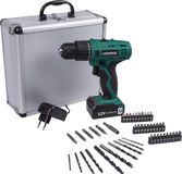 VONROC Perceuse sans fil – 12V Li-Ion – Incl. mallette de rangement en aluminium, 46 accessoires, 1x batterie & chargeur