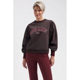 Lady Day Lady Day sweater met tekst - donkerbruin
