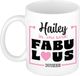 Bellatio Decorations Naam mok Hailey - wit - Fabulous - keramiek - 300 ml