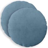 vidaXL - Kussensloop - 2 stuks - HEERLEN - Blauw - Ø 30 cm - corduroy