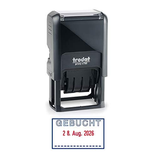 Trodat Printy 4750/L7 Datumstempel met tekst GEBOET, zelfkleurend, afdrukkleur blauw-rood, 41 x 24 mm