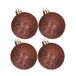 Cosy&Trendy 4x stuks kunststof glitter kerstballen donkerbruin 10 cm