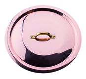 Pentole Agnelli Deksel met brug in messing, glad koper, handvertind, 24 cm