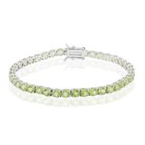 Cavill - Zilveren Armband - 925 Sterling Zilver Gerhodineerd - 41 Birmese Peridots van 10,33 ct - Luxe Groene Edelsteen Armband voor Vrouwen