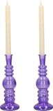 Bougeoir Florence - 2x - verre violet - clair - D8,5 x H23 cm