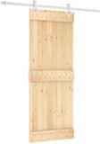 vidaXL Schuifdeur, natuurlijke kleur en wit, 80 x 210 cm, massief dennenhout