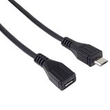 PremiumCord Micro USB verlengkabel 5m, USB Micro B bus naar Micro B stekker, USB 2.0 High Speed datakabel, 2x afgeschermd, AWG28, kleur zwart, lengte 5m