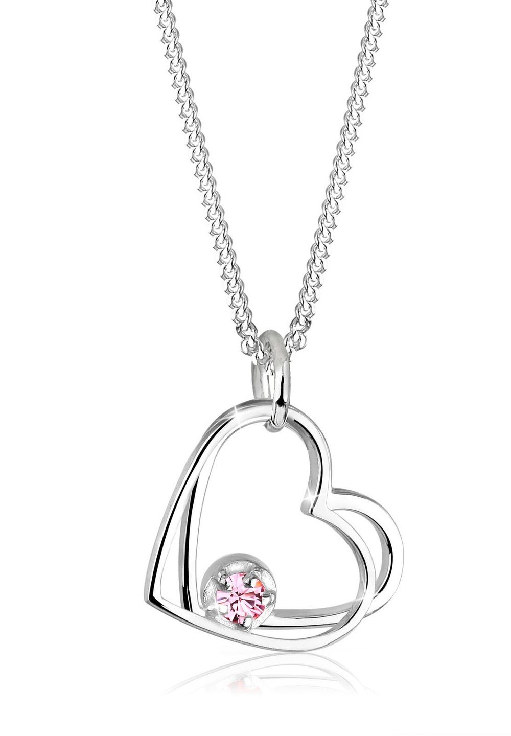 Elli Elli Necklace Women Heart Pendant Symbol Love Solitaire with Blue Crystal in 925 Sterling Silver Necklaces Women