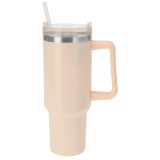 Excellent Houseware Drinkbeker RVS grote beker met rietje 1200ml multicolor mat.