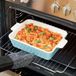 Praknu Ovenschaal Keramiek Groot 28cm– Lasagne Schaal met Hoog Rand – Ovenschaal voor Lasagne, Tiramisu & Gratin – Rechthoekige Bakvorm – Vaatwasserbestendig & Ovenschalen (Blauw)