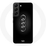 Maniacase Hoesje voor Samsung Galaxy S22 Audi Logo hub cover zwarte achtergrond
