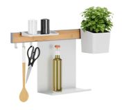 Tesa Organizer Houder Wandmontage Wit/Hout Bamboe/Metaal/Kunststof Rechthoek 600x150x340mm