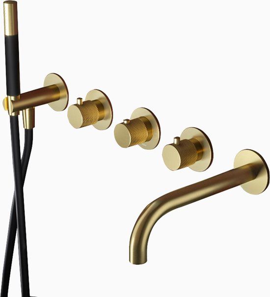 Hotbath Cobber X Inbouw Thermostatische Badkraan - Geborsteld Messing PVD