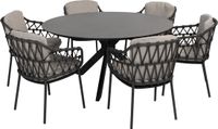 4 Seasons Outdoor Calpi Locarno dining tuinset 160 cm rond 7 delig Antraciet