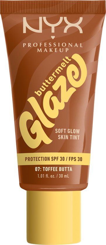 NYX Professional Make Up Buttermelt Glaze Toffee Butta Foundation - Tot 12 uur draagtijd - SPF 30 bescherming - 7 - 30ml