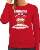 Bellatio Decorations Shoppartners Bv Foute Kerst sweater / kersttrui Santa is a big fat motherfucker rood voor dames - Kerstkleding / Christmas outfit M