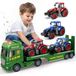 Tracteur jouet avec remorque - Transporter avec lumière et son - Bleu et rouge - Dès 3 ans